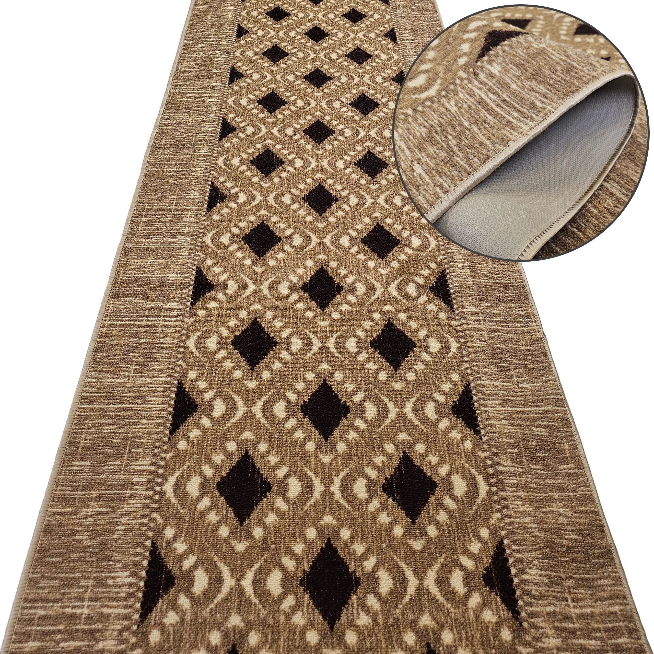 Flurläufer MACAN 04 Beige-Braun – rutschfest & Meterware mit geometrischem Muster
